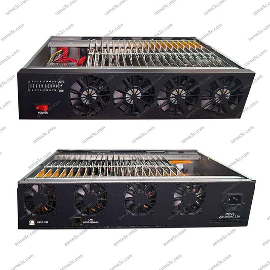 8 Cooling Fans 2U Server rack Mobile Phone Chassis 20 Cellphone Motherboard Shell Group Control Ethernet LAN USB OTG Connection Box Phone Farm