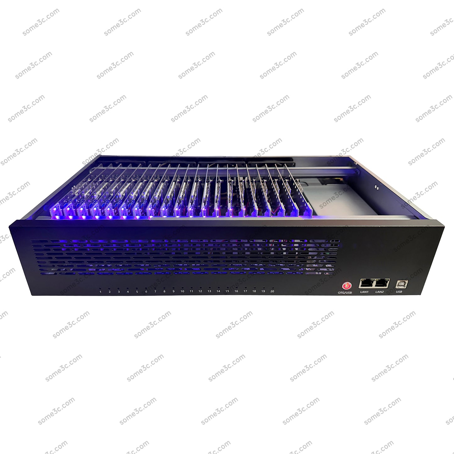 Rack de servidor 2U, caja vacía, chasis para teléfono móvil, 20 unidades, placa base para teléfono móvil, control de grupo, Ethernet, LAN, conexión USB OTG, caja para teléfono Android