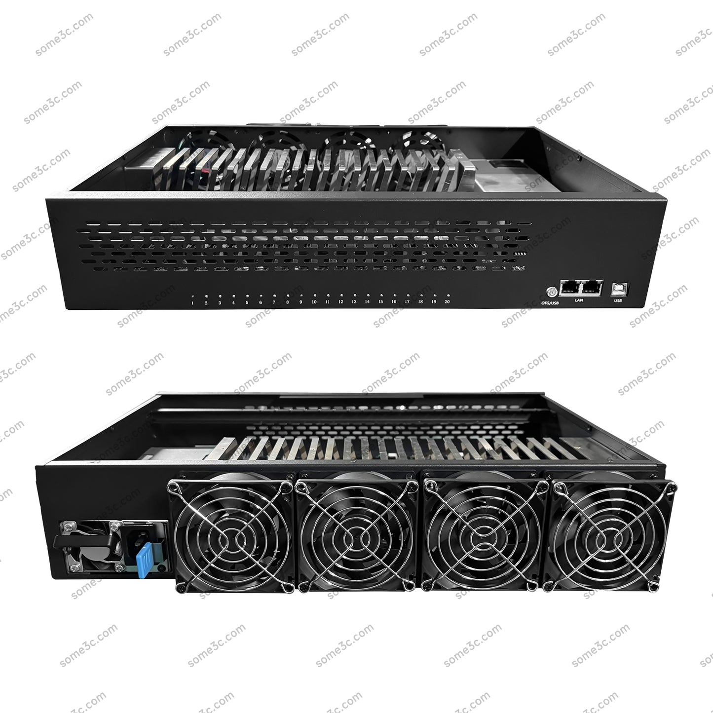 Rack de servidor 2U, caja vacía, chasis para teléfono móvil, 20 unidades, placa base para teléfono móvil, control de grupo, Ethernet, LAN, conexión USB OTG, caja para teléfono Android