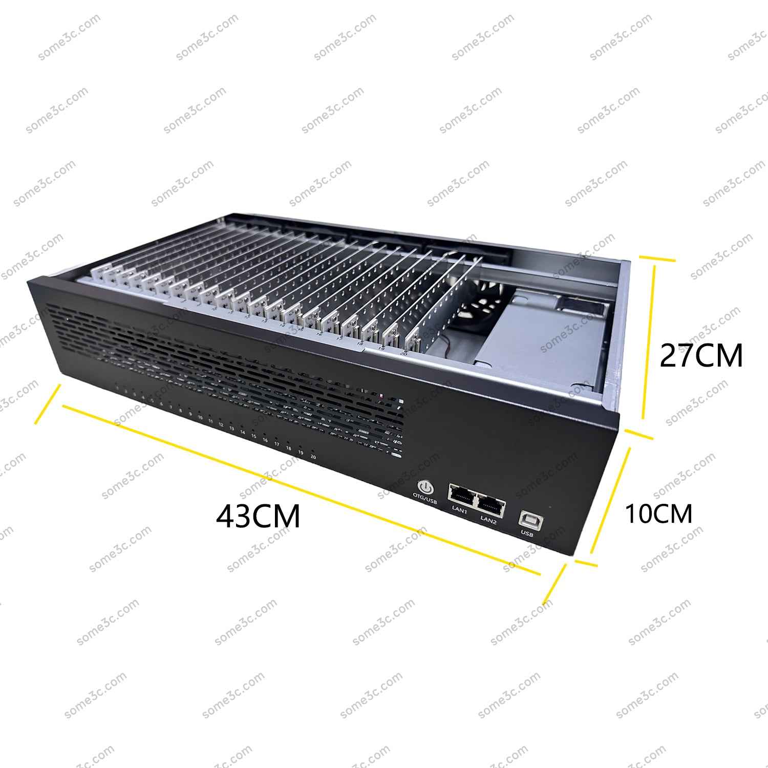 2U Server Rack Empty Box Mobile Phone Chassis 20 Cellphone Motherboard Shell Group Control Ethernet LAN USB OTG Connection Android Phone Box