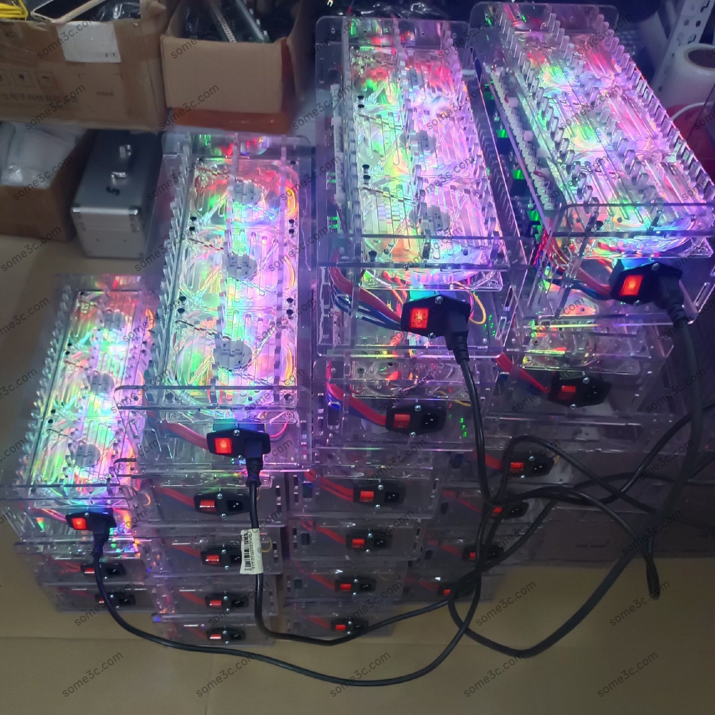 Teléfono móvil acrílico RGB con 20 puertos USB, cargador, HUB, chasis, granja, control de grupo de teléfonos inteligentes, conexión USB, accesorios para agricultura