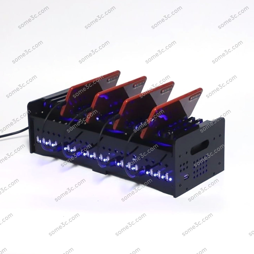 Teléfono móvil acrílico RGB con 20 puertos USB, cargador, HUB, chasis, granja, control de grupo de teléfonos inteligentes, conexión USB, accesorios para agricultura