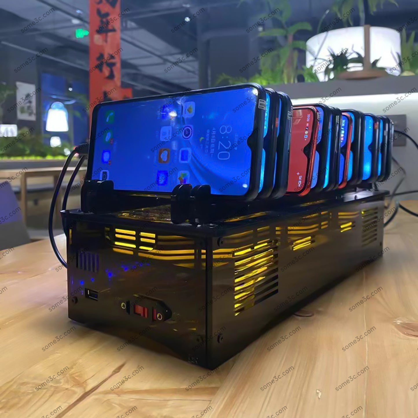 Teléfono móvil acrílico RGB con 20 puertos USB, cargador, HUB, chasis, granja, control de grupo de teléfonos inteligentes, conexión USB, accesorios para agricultura