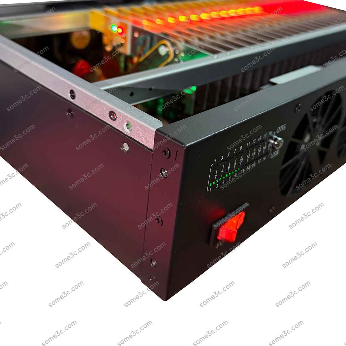 8 Cooling Fans 2U Server rack Mobile Phone Chassis 20 Cellphone Motherboard Shell Group Control Ethernet LAN USB OTG Connection Box Phone Farm