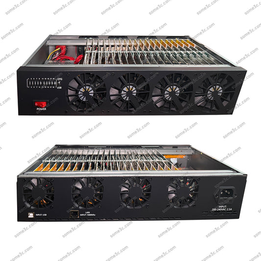 8 Cooling Fans 2U Server rack Mobile Phone Chassis 20 Cellphone Motherboard Shell Group Control Ethernet LAN USB OTG Connection Box Phone Farm