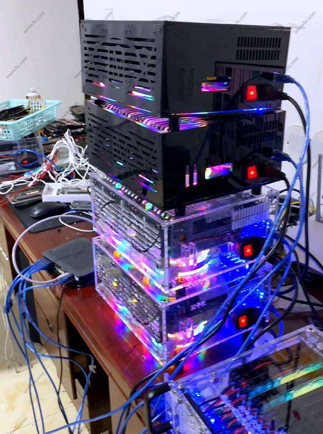 Acrylic RGB 20 Mobile phone Chassis farm SmartPhone Group Control Box Motherboard USB Connection Farming Accessories