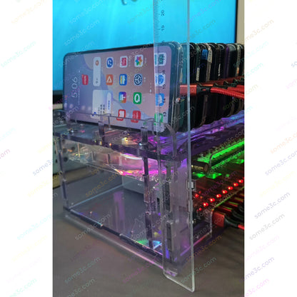 Acrylic RGB Mobile phone 20 USB Ports Charger HUB Chassis farm SmartPhone Group Control USB Connection Farming Accessories