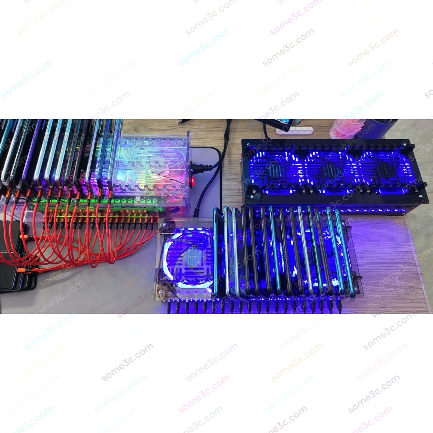 Acrylic RGB Mobile phone 20 USB Ports Charger HUB Chassis farm SmartPhone Group Control USB Connection Farming Accessories