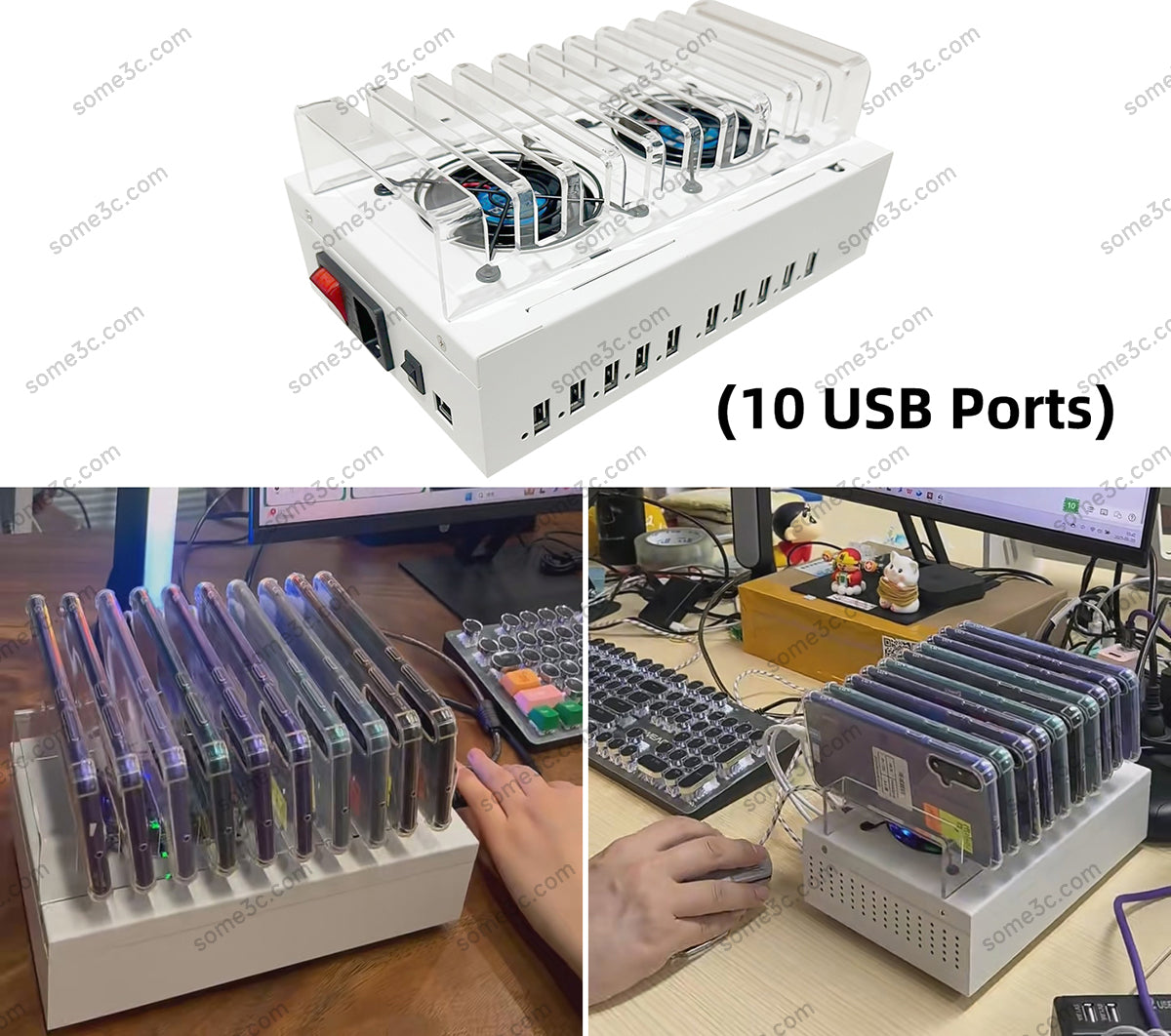 Acrylic RGB Mobile phone 20 USB Ports Charger HUB Chassis farm SmartPhone Group Control USB Connection Farming Accessories