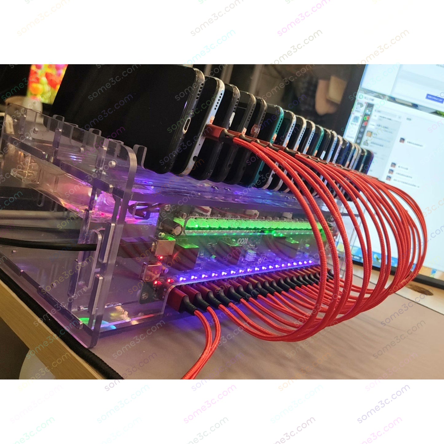 Acrylic RGB Mobile phone 20 USB Ports Charger HUB Chassis farm SmartPhone Group Control USB Connection Farming Accessories