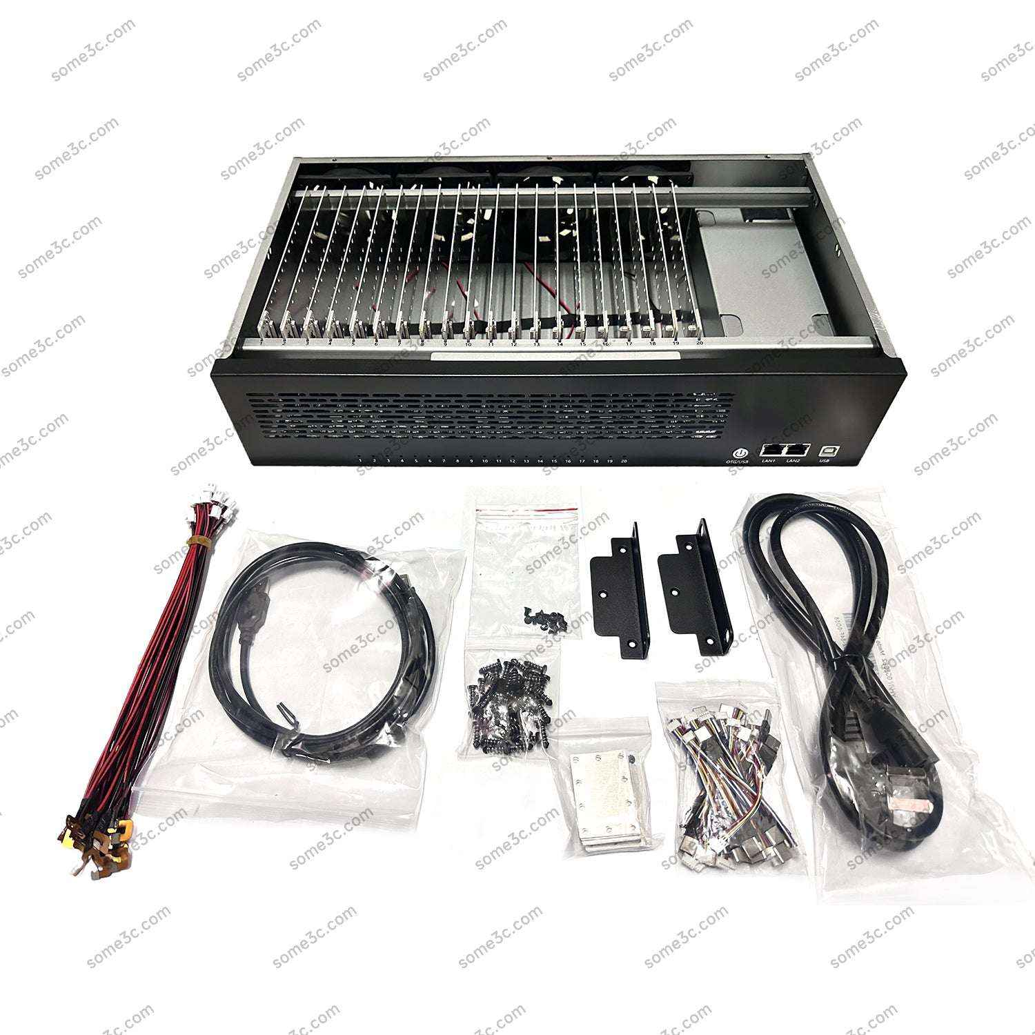 2U Server Rack Empty Box Mobile Phone Chassis 20 Cellphone Motherboard Shell Group Control Ethernet LAN USB OTG Connection Android Phone Box