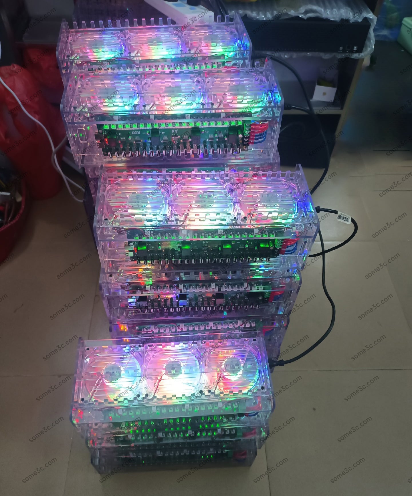 Acrylic RGB Mobile phone 20 USB Ports Charger HUB Chassis farm SmartPhone Group Control USB Connection Farming Accessories