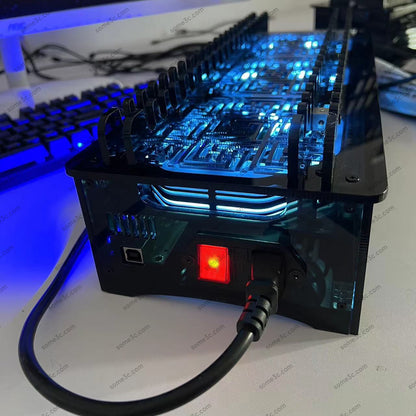 Acrylic RGB Mobile phone 20 USB Ports Charger HUB Chassis farm SmartPhone Group Control USB Connection Farming Accessories